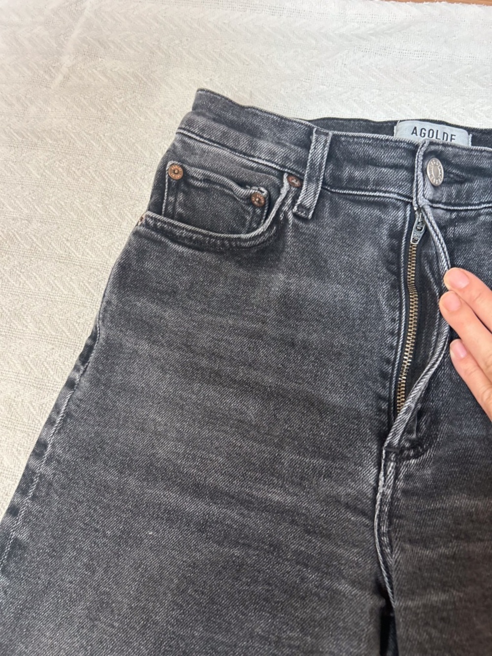 AGOLDE Harper Crop Jeans - black charcoal stretch Size 24 - Picture 7 of 13